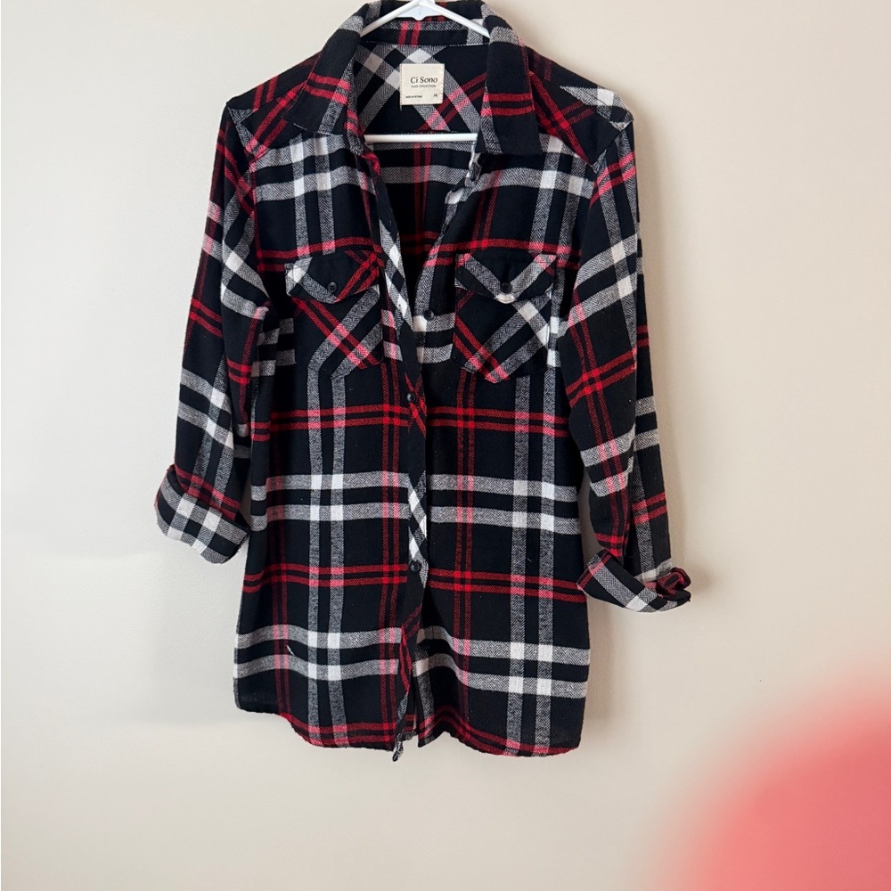 Ci Sono Red and Black Plaid Shirt